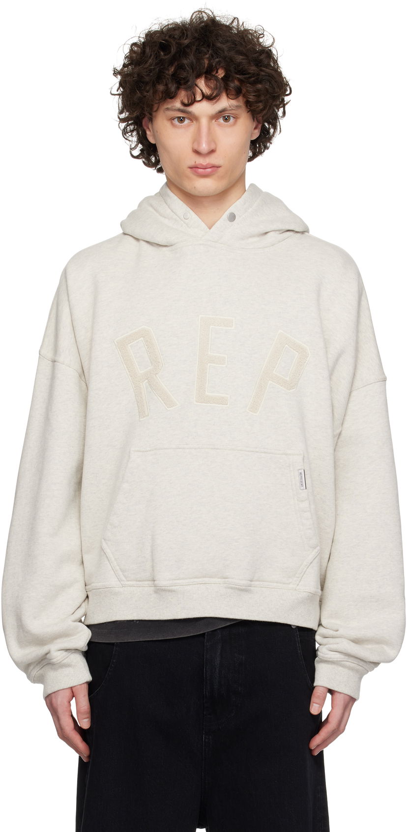 Dukserice Represent Clo Represent 'Rep' Appliqué Hoodie Siva | MLM41211