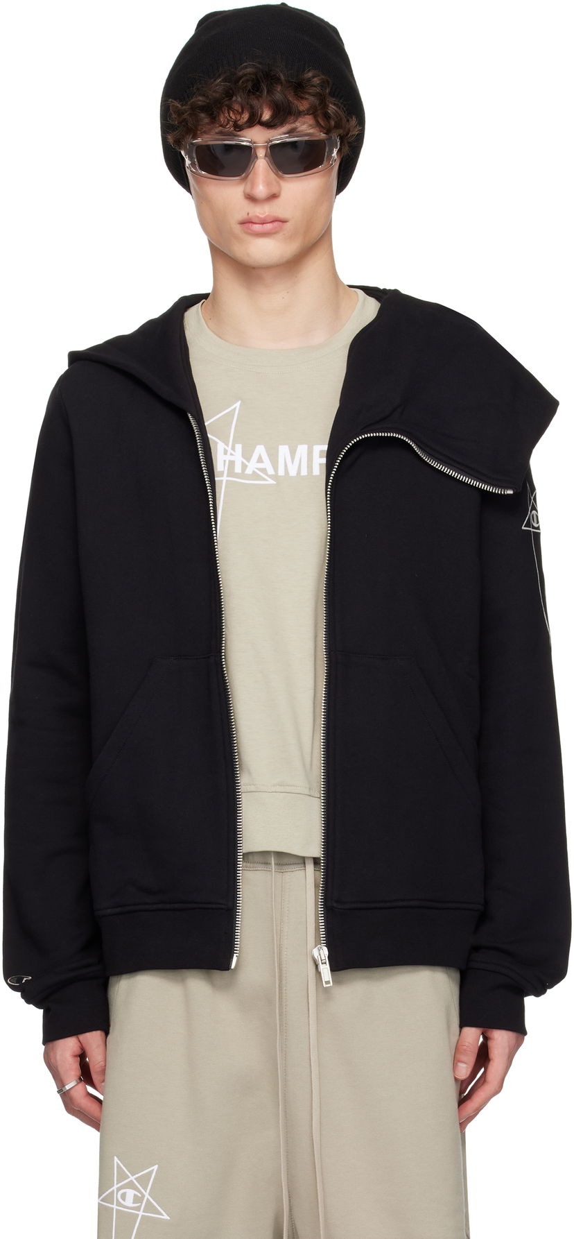 Dukserice Rick Owens Rick Owens Champion Edition Mountain Hoodie Crna | CM01E1665 CHFE FELPA