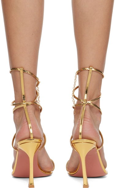 Dodaci Amina Muaddi Amina Muaddi Henson Thong Lace Up Heeled Sandals Metalik | HENSON THONG LACE UP SR MI, 1