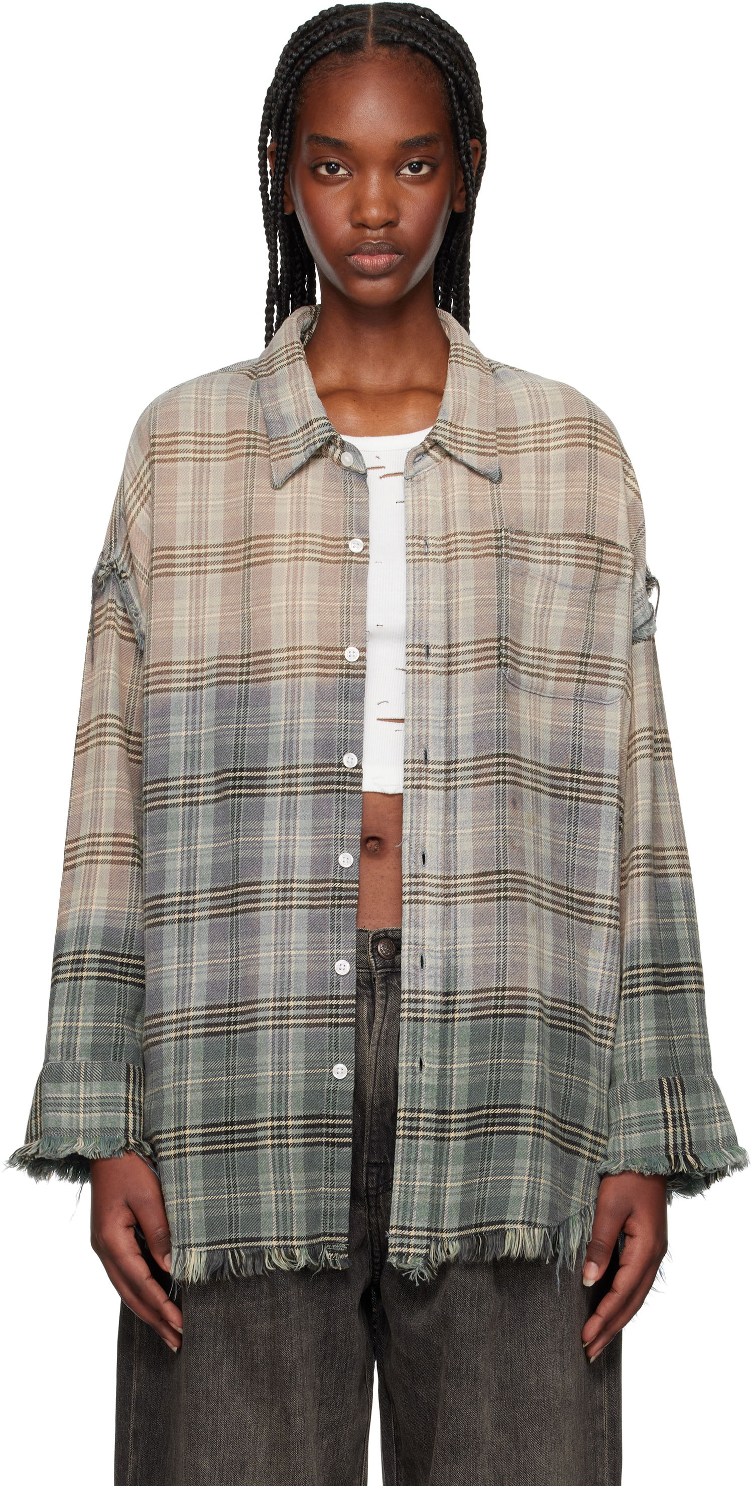 Košulja R13 R13 Shredded Seam Drop Neck Plaid Shirt Višebojno | R13WR075-R458B, 0