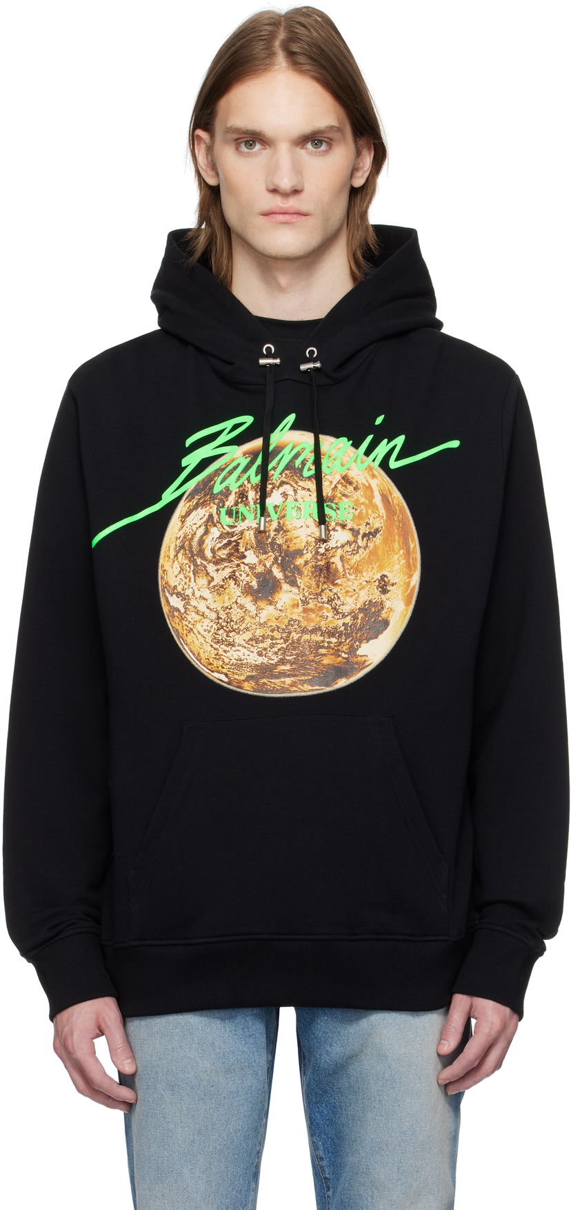 Dukserice Balmain Balmain Universe Logo and Planet Print Hoodie Crna | EH0JT047GE78