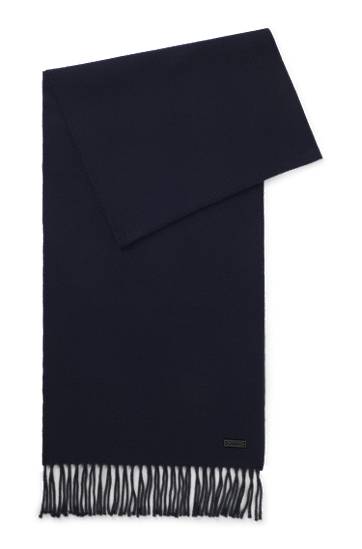 Šal BOSS Wool Scarf with Twisted Fringes Tamnoplava | 50517218