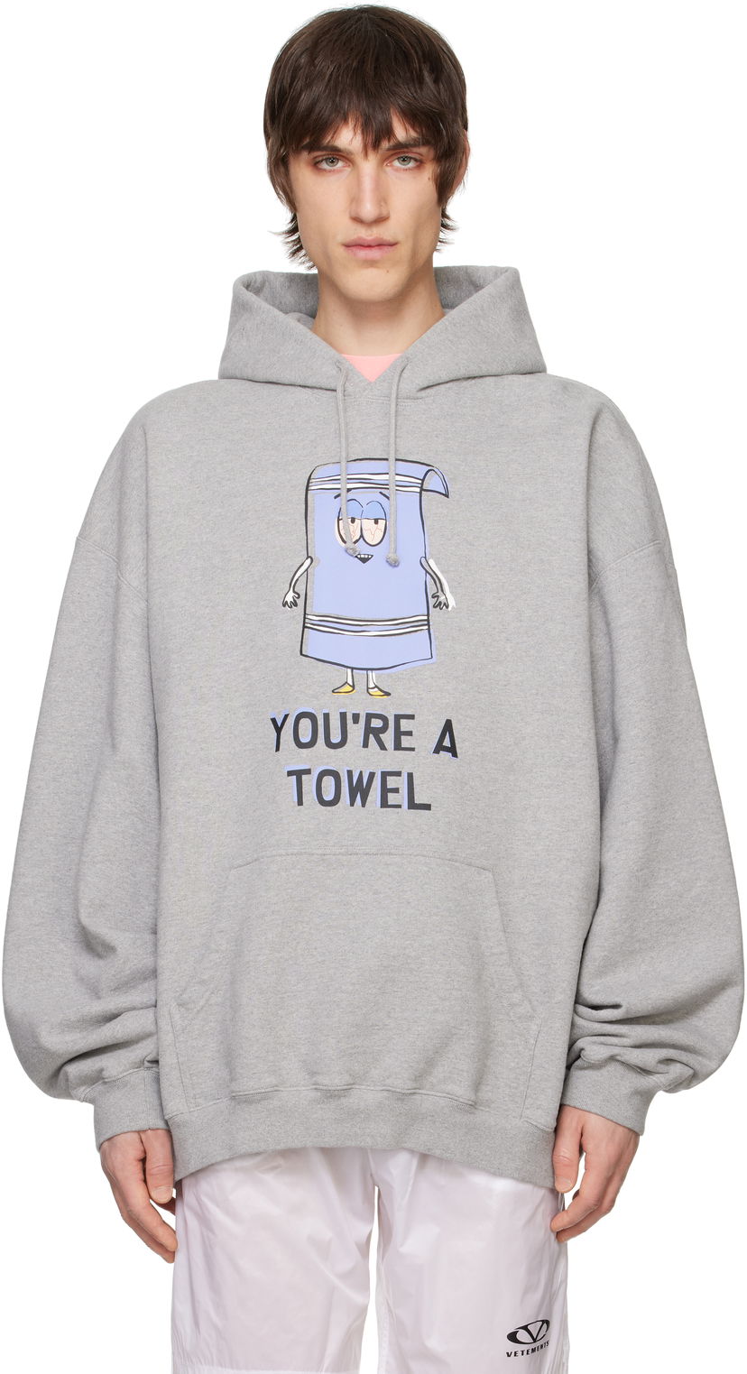 Dukserice VETEMENTS Vetements Runway 'You're A Towel' Oversized Hoodie Siva | UA66HD680G