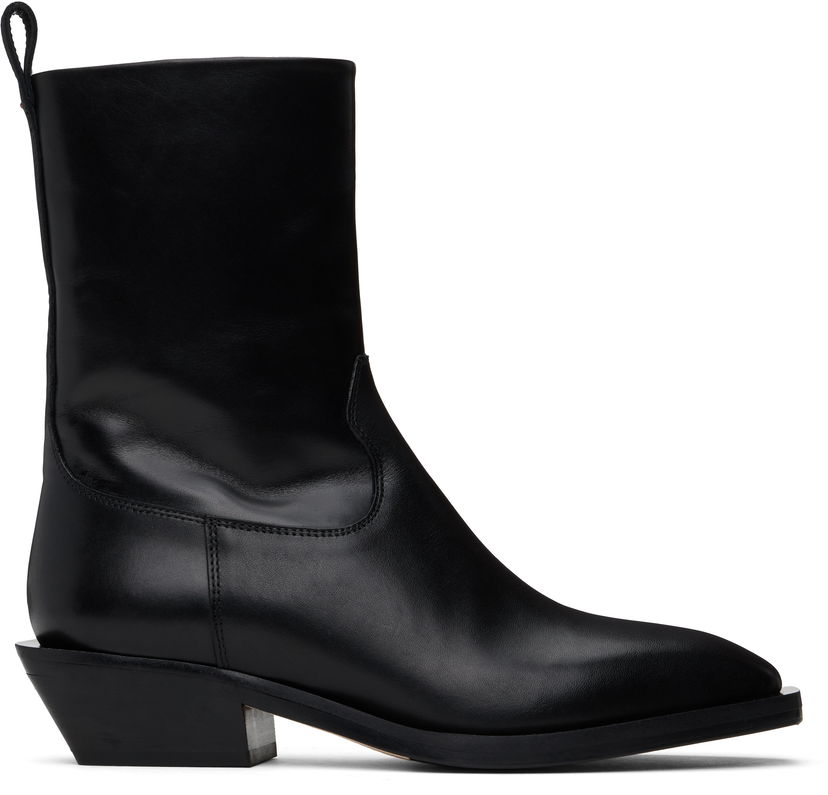 Odjeća Aeyde Aeyde Luis Leather Cowboy Ankle Boots Crna | A11-AB-LISS35BL-0122-800-001