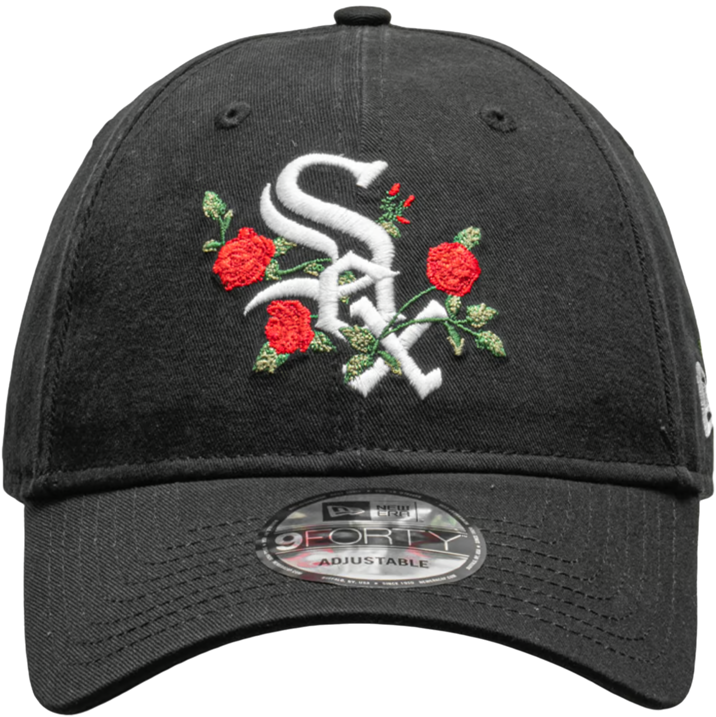 Kapa New Era Chicago White Sox New Era 9FORTY Flower Embroidered Adjustable Cap Crna | 60579746, 1