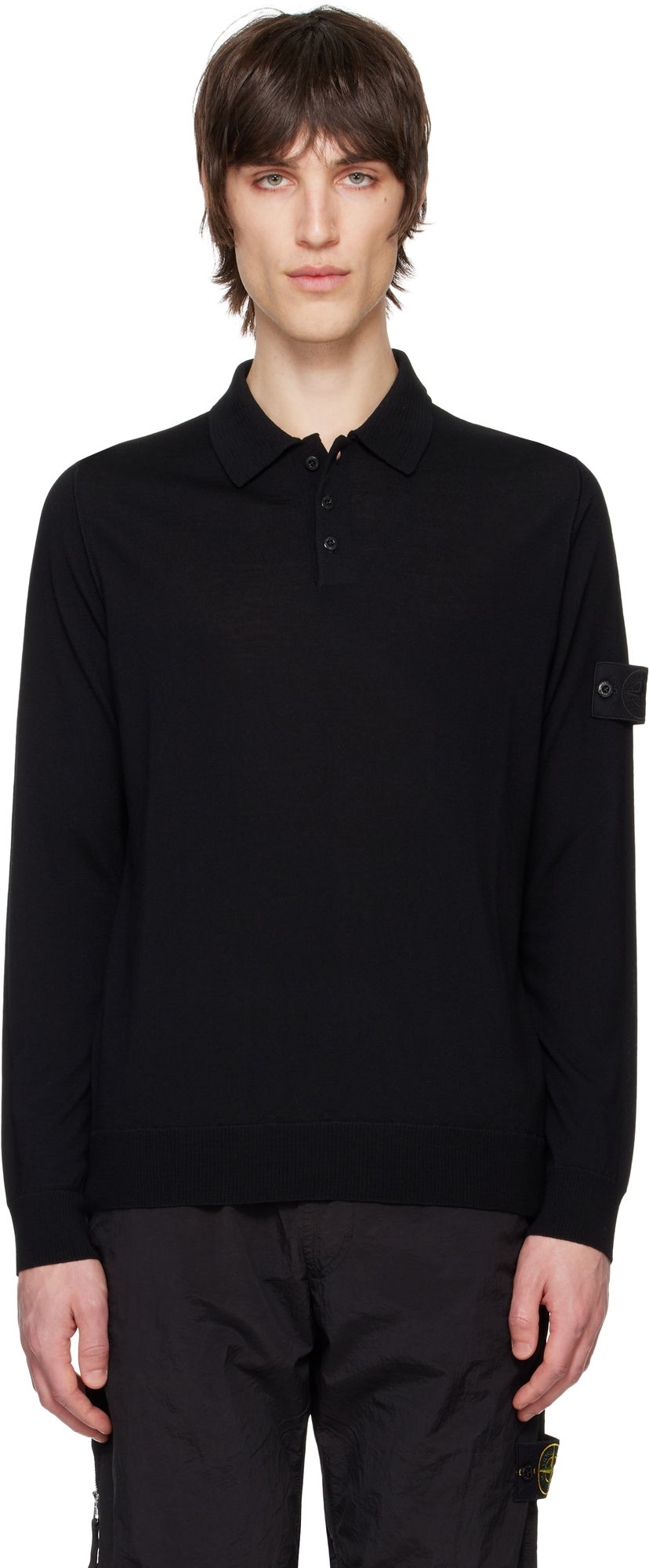 Džemper Stone Island Stone Island Pure Wool Long Sleeve Polo Crna | K1S15 5100071 S00FC