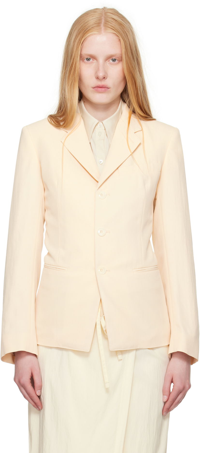 Jakna LEMAIRE Lemaire Single-Breasted Fitted Blazer Bež | JA1071 LF1362