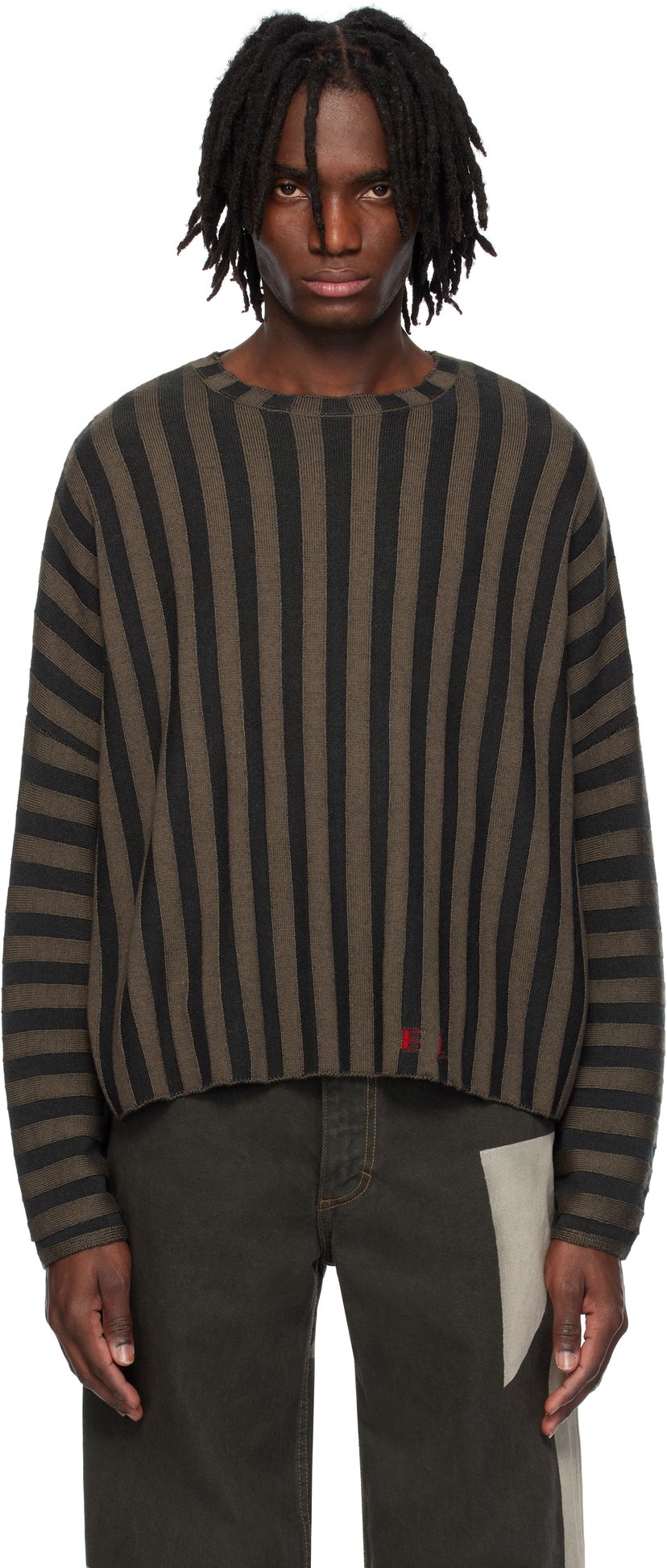 Džemper Eckhaus Latta Eckhaus Latta Striped Knit Sweater Smeđa | 8026-EL-PS25-B - BOG