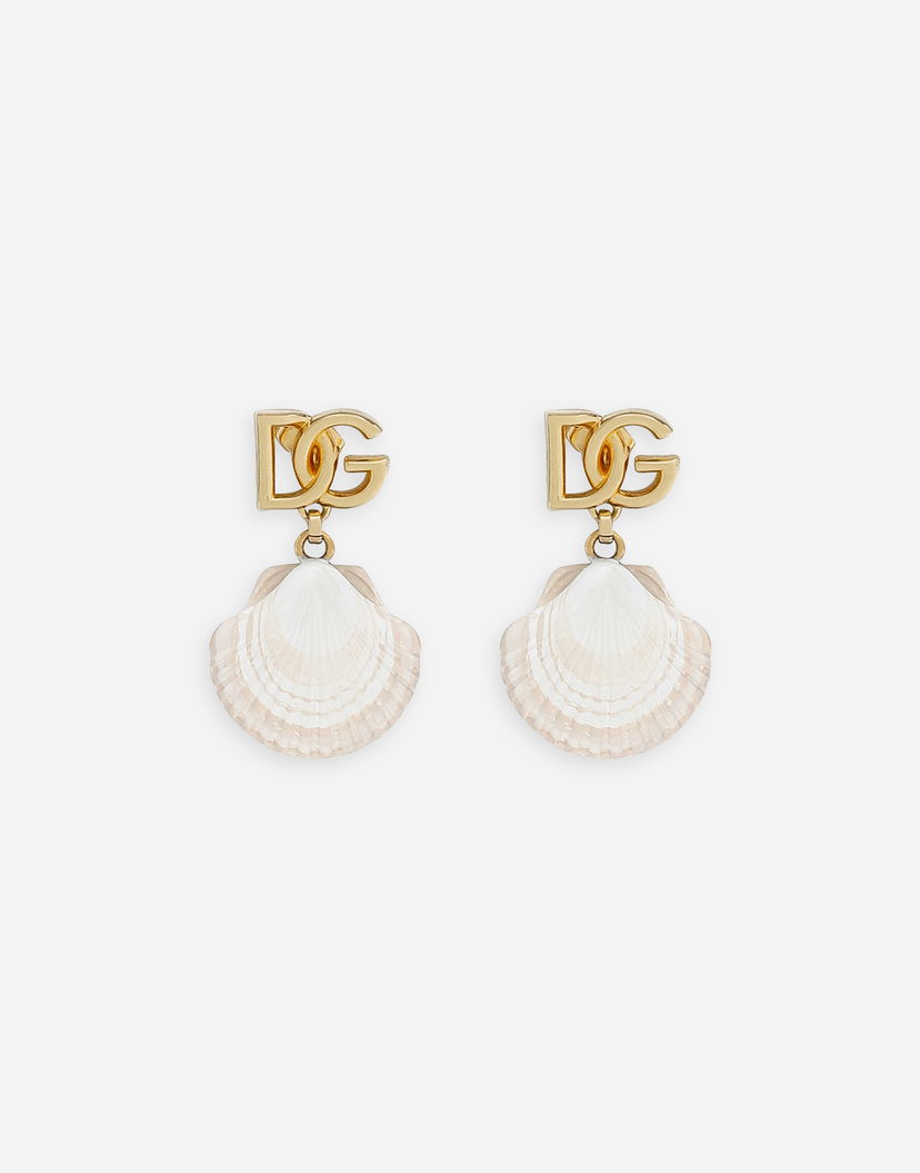 Naušnice Dolce & Gabbana Gold-tone Shell Dangle Earrings Metalik | WEQ6A1W1111ZOO00