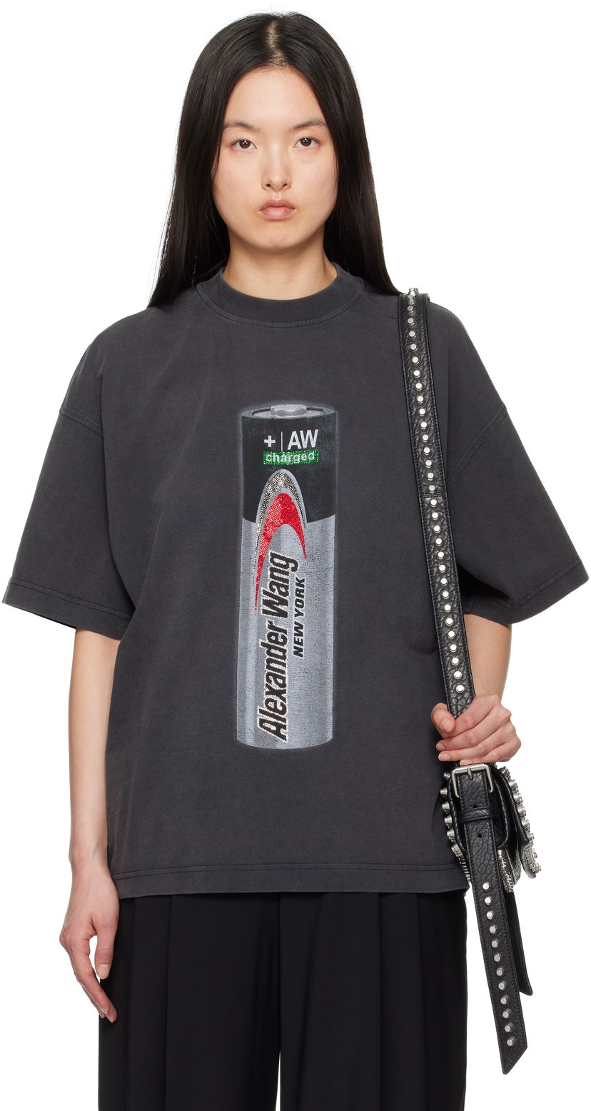 Majica kratkih rukava Alexander Wang Alexander Wang Unisex Battery Logo-Print Graphic T-Shirt Crna | UCC2251832