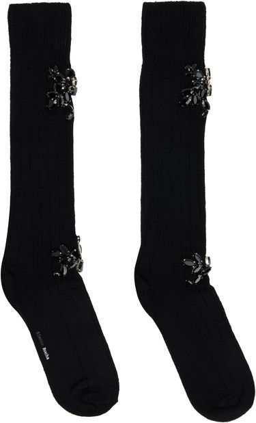 Čarape Simone Rocha Simone Rocha Embellished Rose Knee Socks Crna | SOCK63B 0634, 0