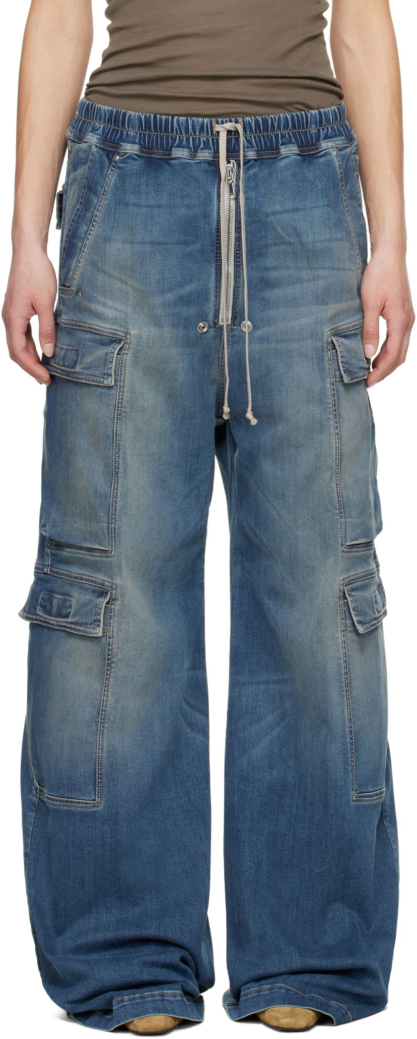 Jeans Rick Owens Rick Owens DRKSHDW Hollywood Jumbo Belas Denim Cargo Pants Plava | DS01E3324 SDWB