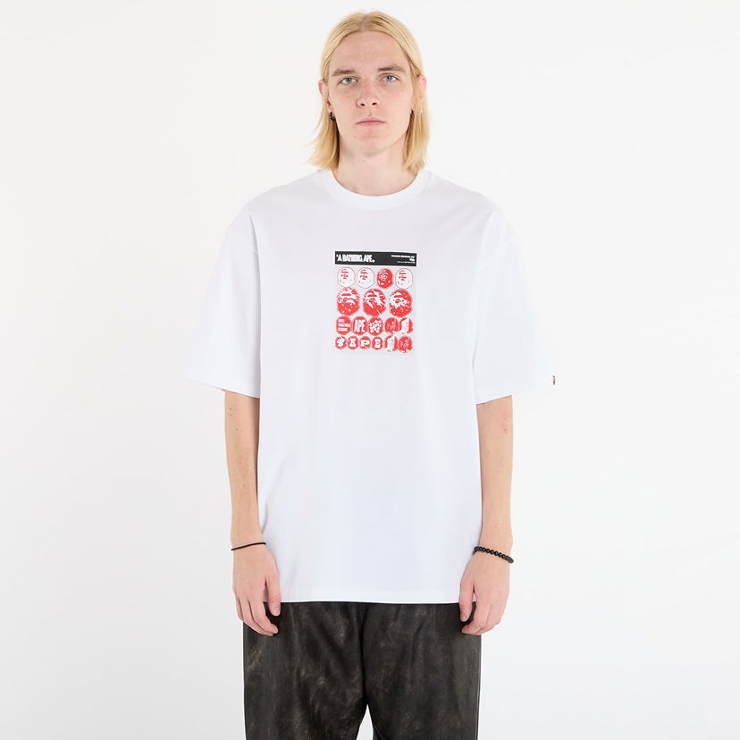 Majica kratkih rukava BAPE T-shirt Sticker Graphic Relaxed Fit M Bijela | 001TEL801319MWHT