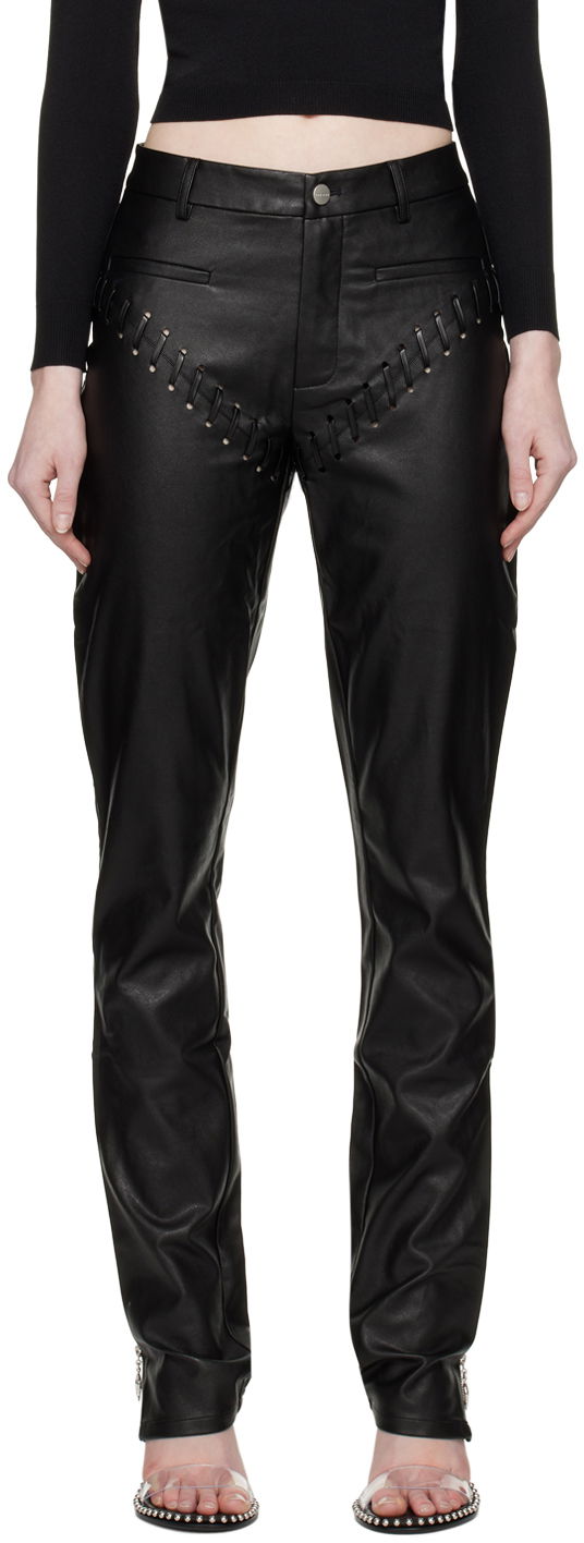 Hlače Miaou Miaou Hannah Jewett Edition Faux-Leather Trousers Crna | 1031PUBLK