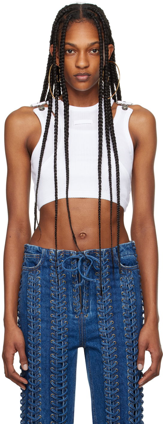 Crop top Jean Paul Gaultier Gaultier Strapped Crop Tank Bijela | 24/25-U-DB032-J054-01