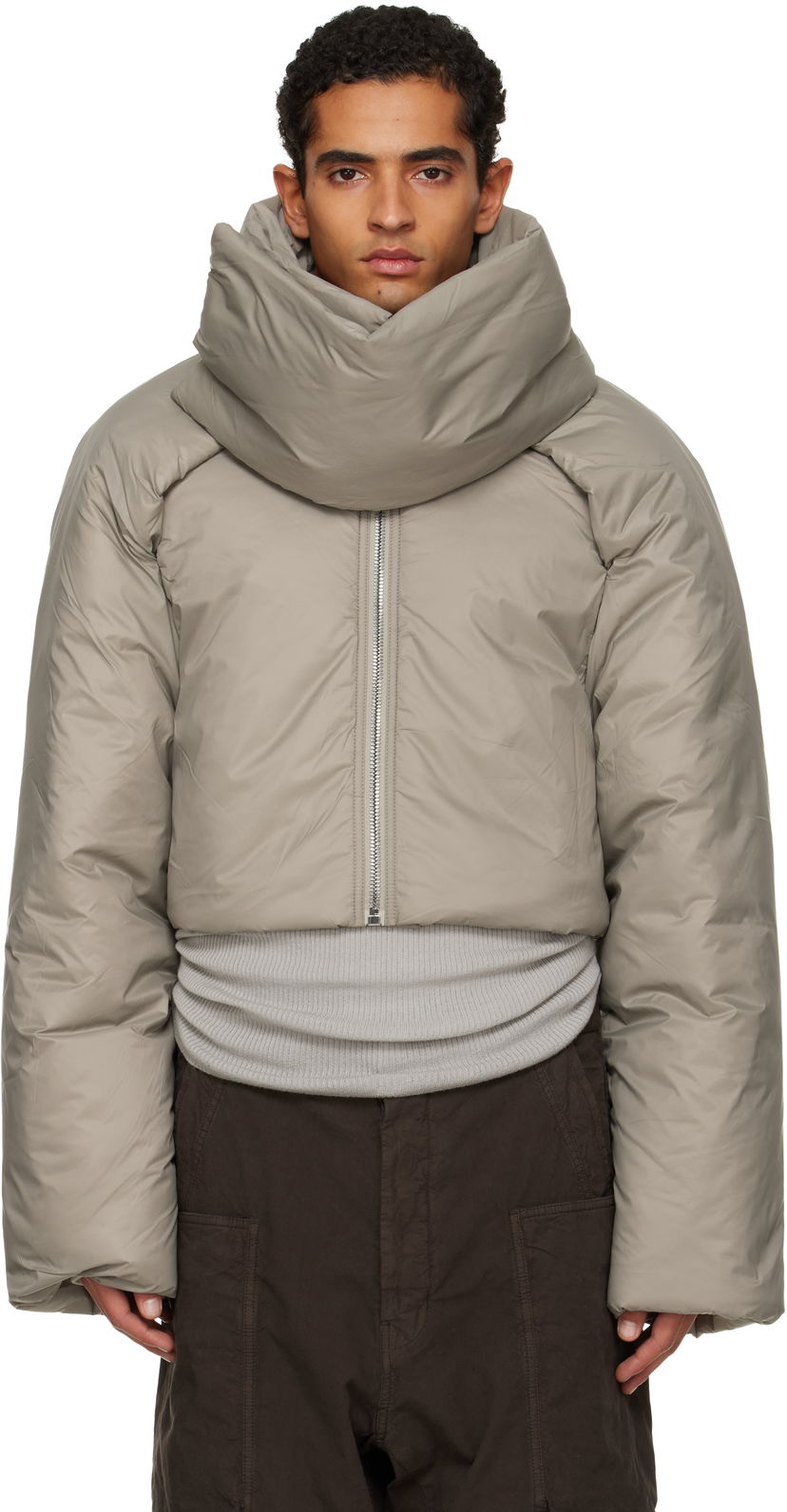 Pernata jakna Rick Owens Rick Owens DRKSHDW Concordians Convertible Cropped High-Neck Puffer Jacket Bež | DU02E7777 NP