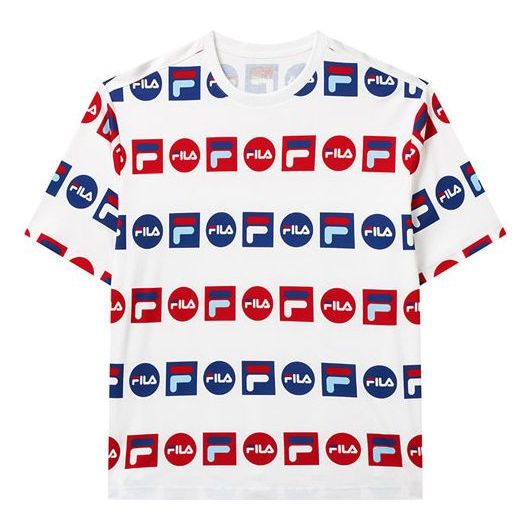 Majica kratkih rukava FILA Logo Full Print Loose T-Shirt Bijela | F51M128154F-WT