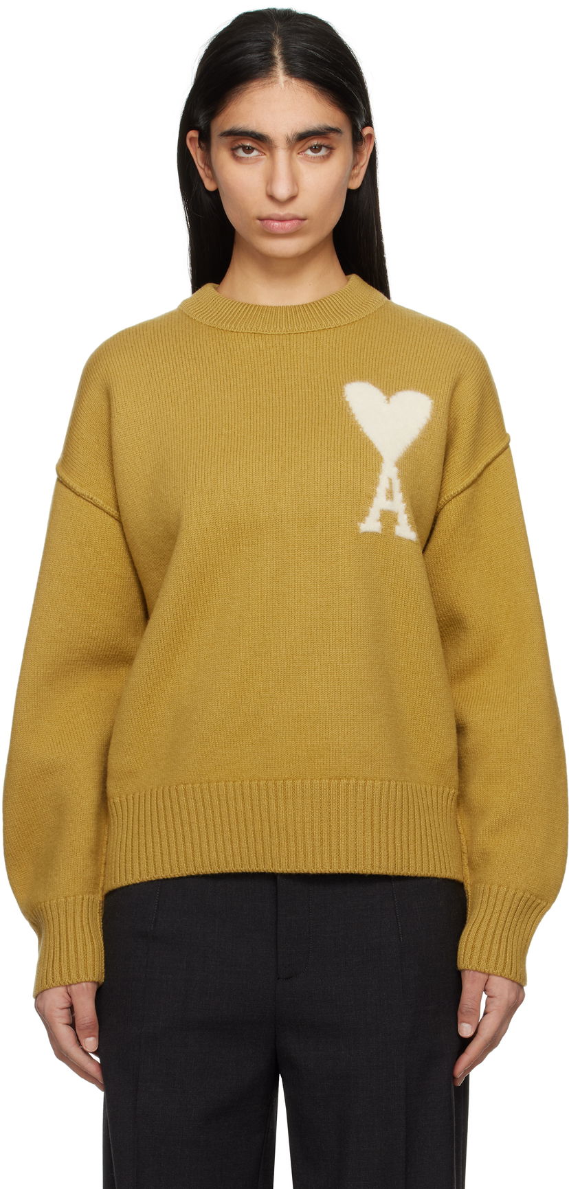 Džemper AMI AMI Paris Wool Ami de Coeur Sweater Žuta | UKS090.KN0090
