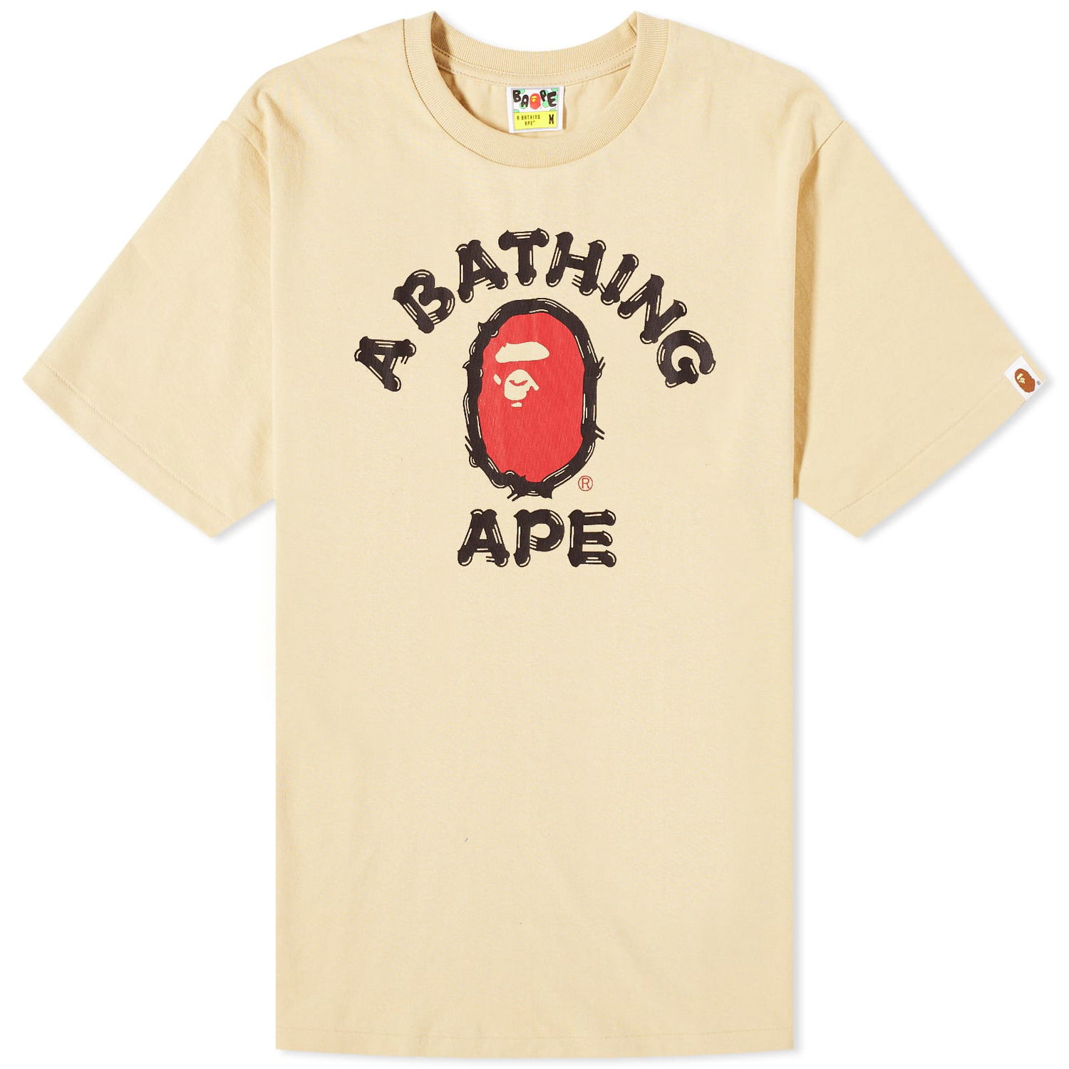 Majica kratkih rukava BAPE A Bathing Ape Men's Brush College T-Shirt Beige Bež | 001TEJ801056M-BGE, 0