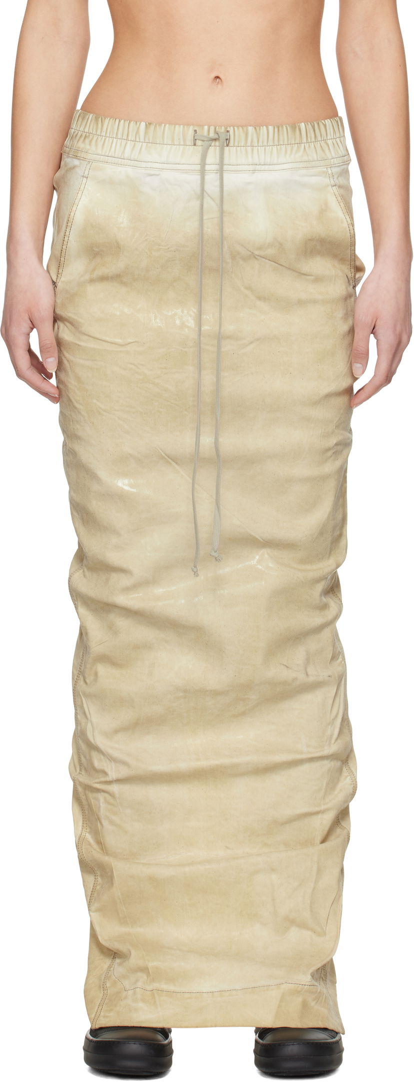 Suknja Rick Owens Rick Owens DRKSHDW Hollywood Pull On Pillar Denim Maxi Skirt Bež | DS01E3332 SCF