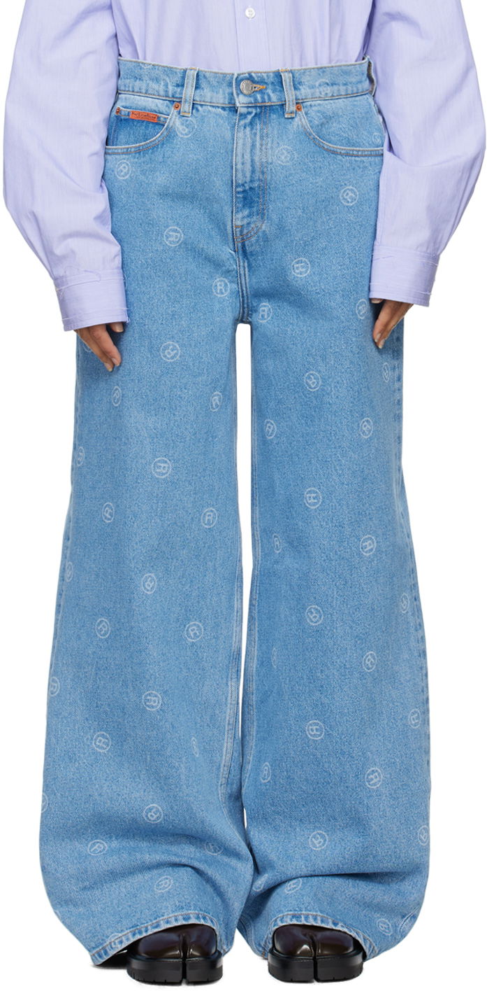Jeans Martine Rose Wide Leg Jeans Plava | 225WD05508