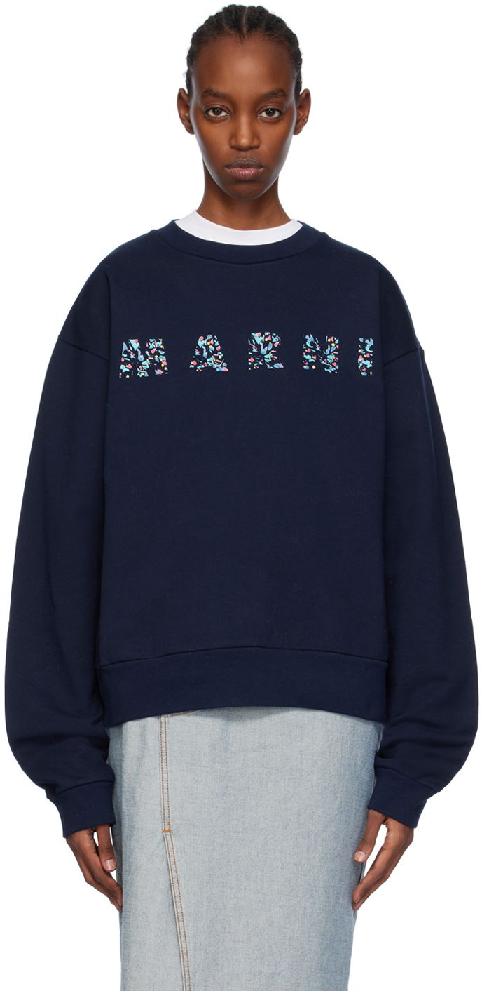 Dukserice Marni Printed Sweatshirt Tamnoplava | FUMU0074PD USCW22