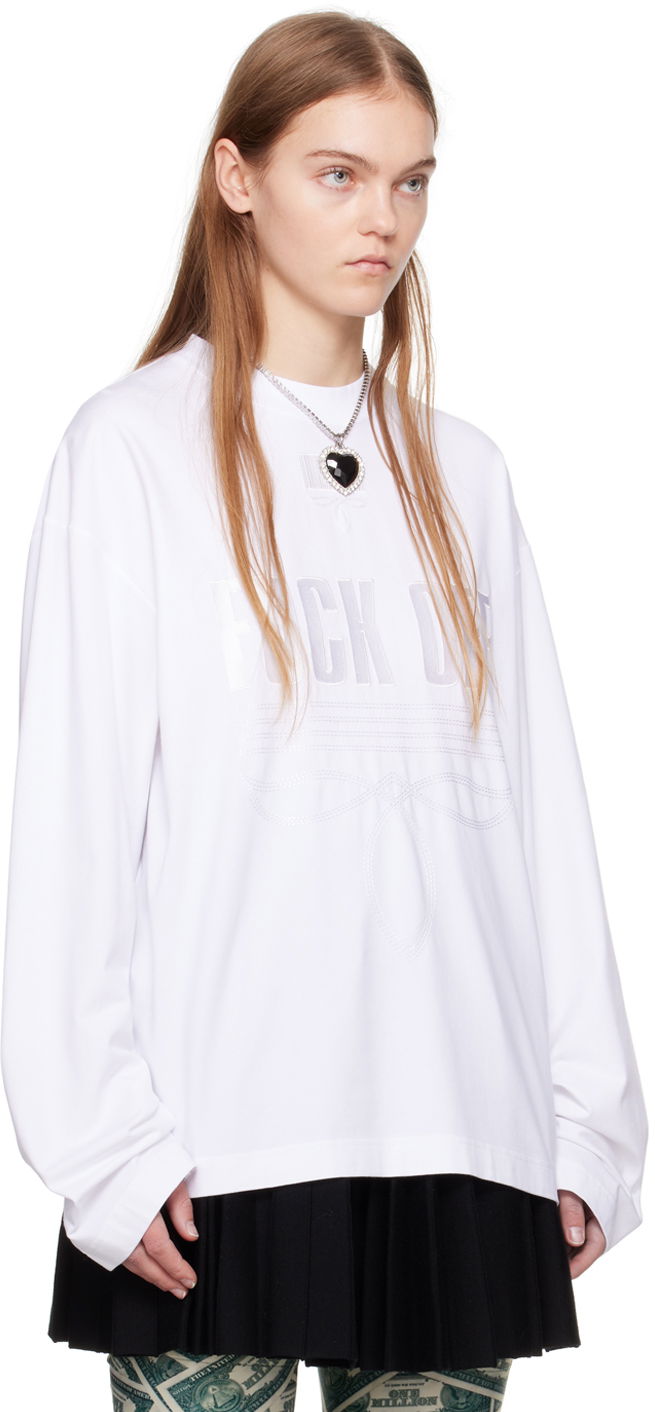 Džemper VETEMENTS VTMNTS Embroidered Long Sleeve T-Shirt Bijela | VL20LS120W, 1