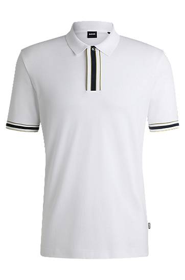 Polo majica BOSS Interlock Cotton Polo Shirt with Contrast Tipping Bijela | 50486186