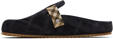 Odjeća Burberry Burberry Check Suede Urchin Clogs Crna | 8113394, 2