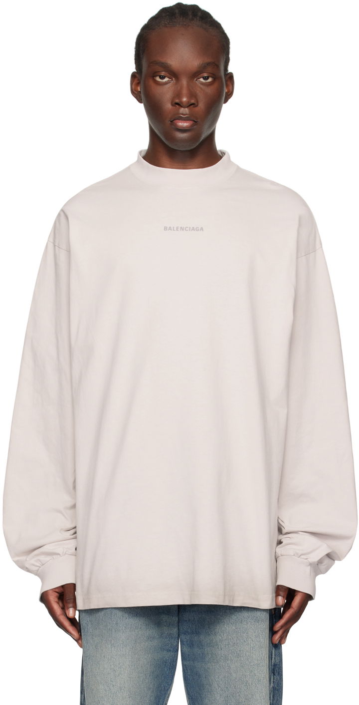 Majica kratkih rukava Balenciaga Off-White Graphic Long Sleeve T-Shirt Bež | 744449TQVN1