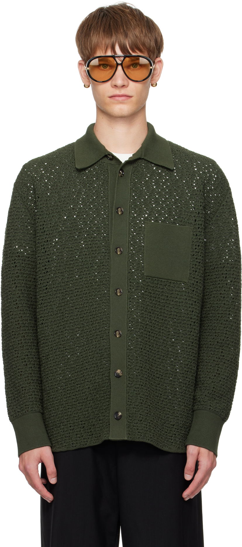 Džemper Bottega Veneta Bottega Veneta Crochet Cardigan Zelena | 841367V5SP03293