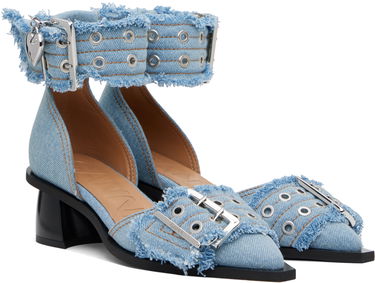 Tenisice i cipele GANNI GANNI Denim Buckle Open Cut Heels Plava | S2942, 3