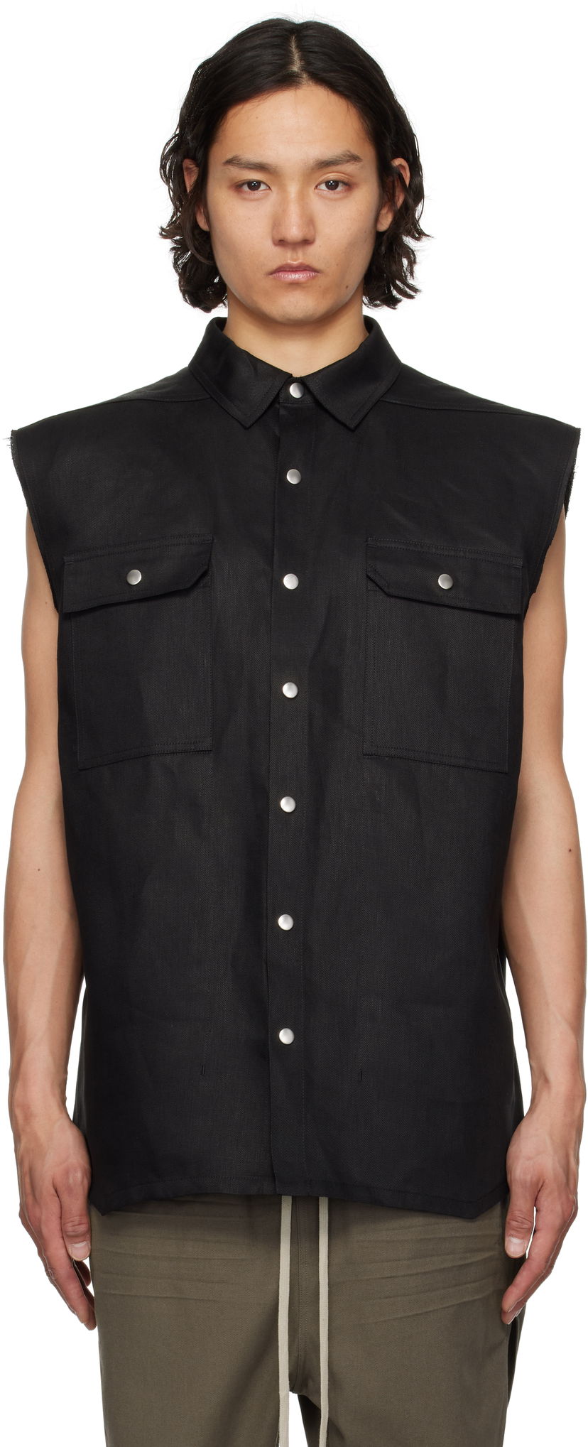 Prsluk Rick Owens Rick Owens Hollywood Jumbo Sleeveless Overshirt Crna | RR01E5708 TWL