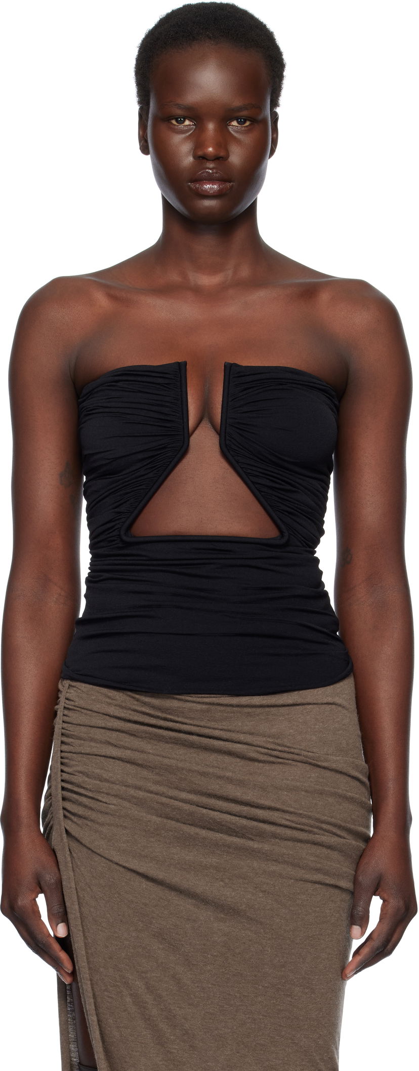 Crop top Rick Owens Rick Owens Hollywood Jersey Prong Camisole Crna | RP01E7124 JN