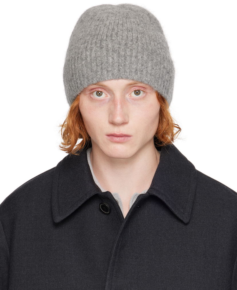 Kapica Dries Van Noten Gray Alpaca & Merino Wool Beanie Crna | 242-021244-9709