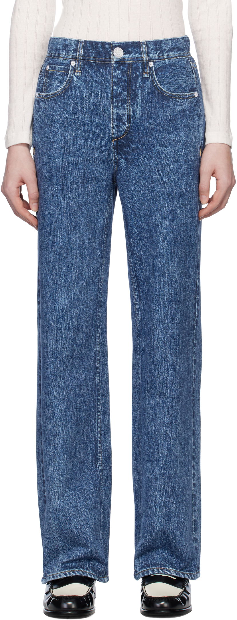 Jeans rag & bone Miramar Wide Leg Fleece Lounge Pants Plava | WCW24H70058205