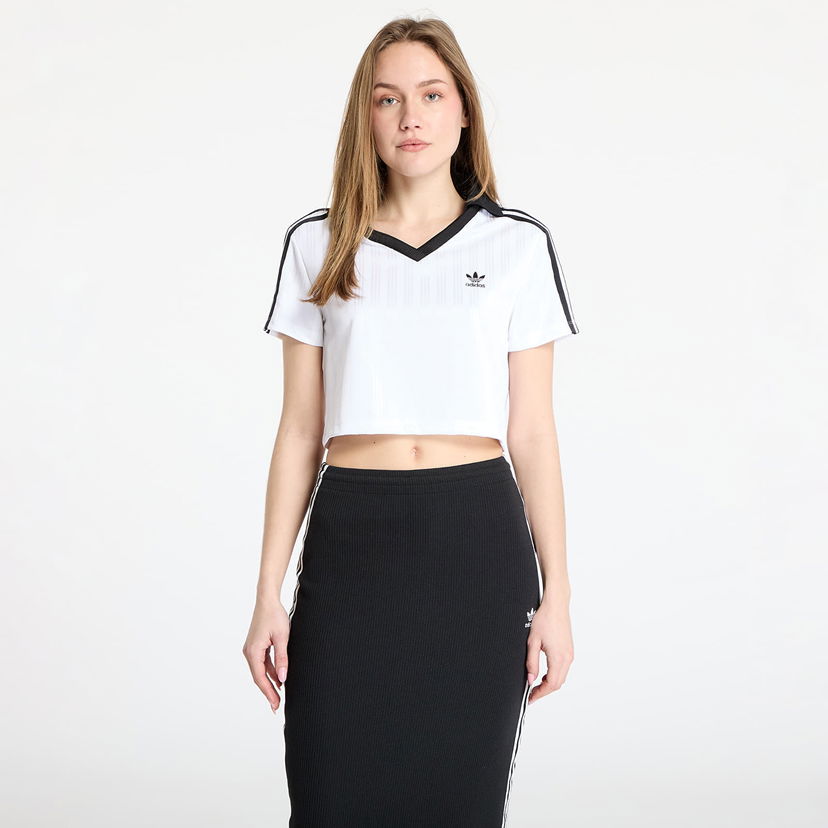 Crop top adidas Originals Cropped V-Neck Polo Shirt Bijela | JD2608