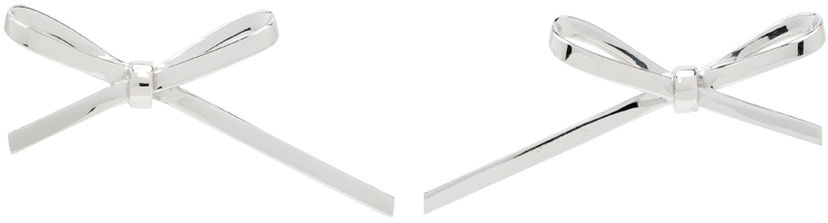 Naušnice We11done We11done Bow Stud Earrings Metalik | WD-AJ0-24-521-U-SV