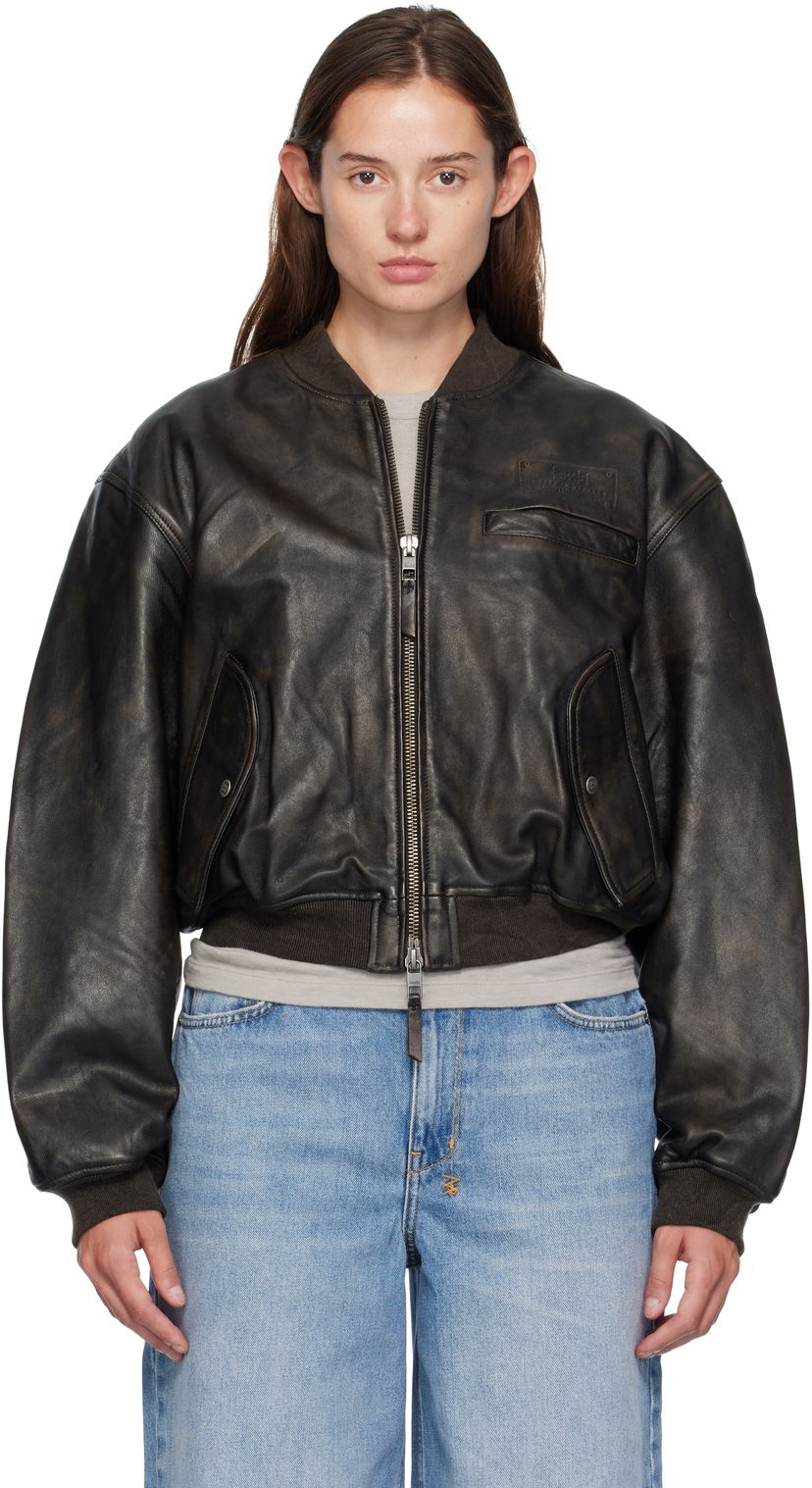 Bomber jakna Ksubi Ksubi Alpha Crop Leather Bomber Jacket Crna | WFA25JK009