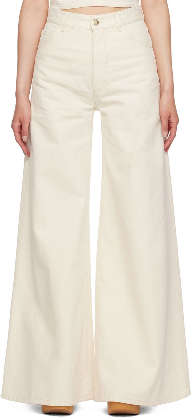 Jeans CHLOÉ Wide Leg Jeans Bijela | CHC23UDP22152