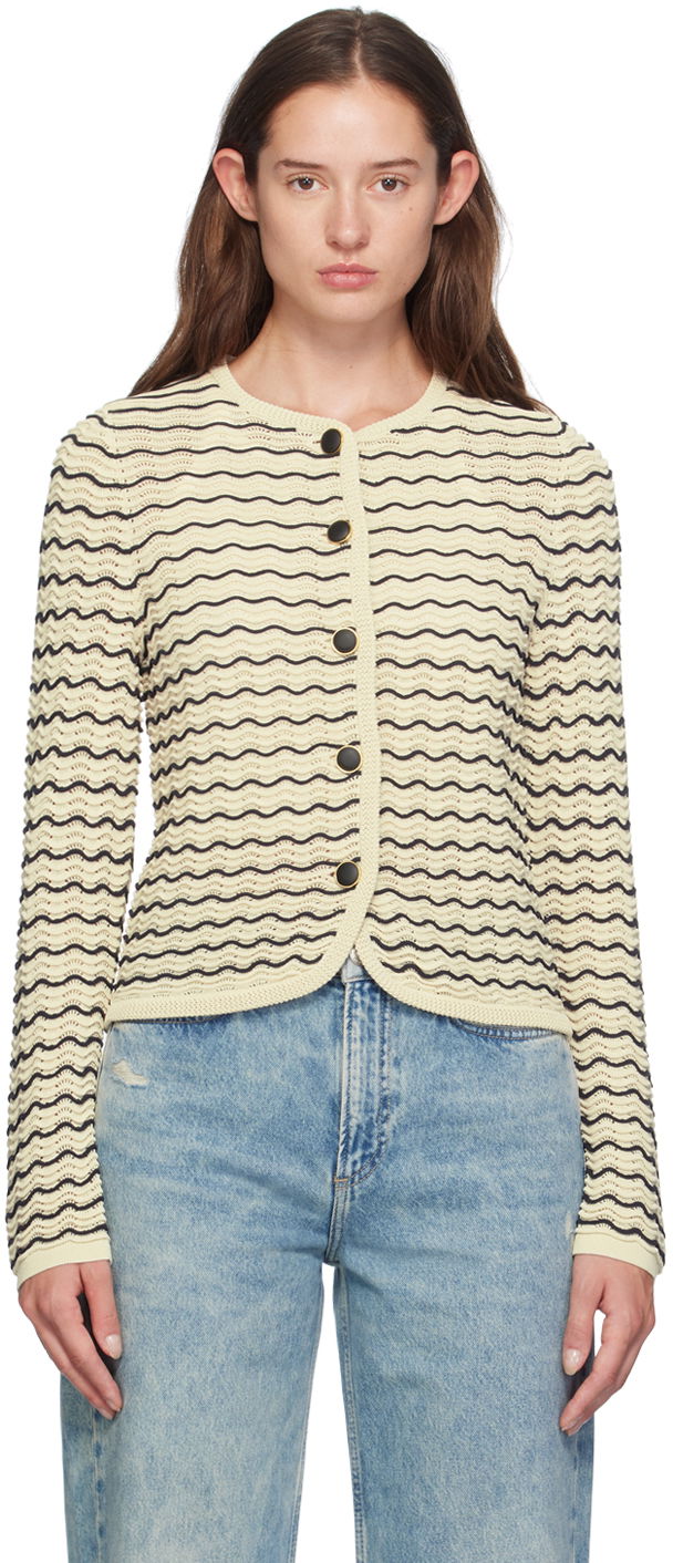 Džemper rag & bone rag & bone Elisa Wavy Knit Cardigan Bež | WAS24F068UG68