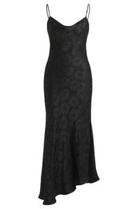 Floral Jacquard Asymmetrical Hem Dress