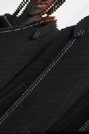 Kaputi ADER ERROR Wool Blend Hooded Coat with Contrast Stitching Crna | BO01FWCT0104BK, 3