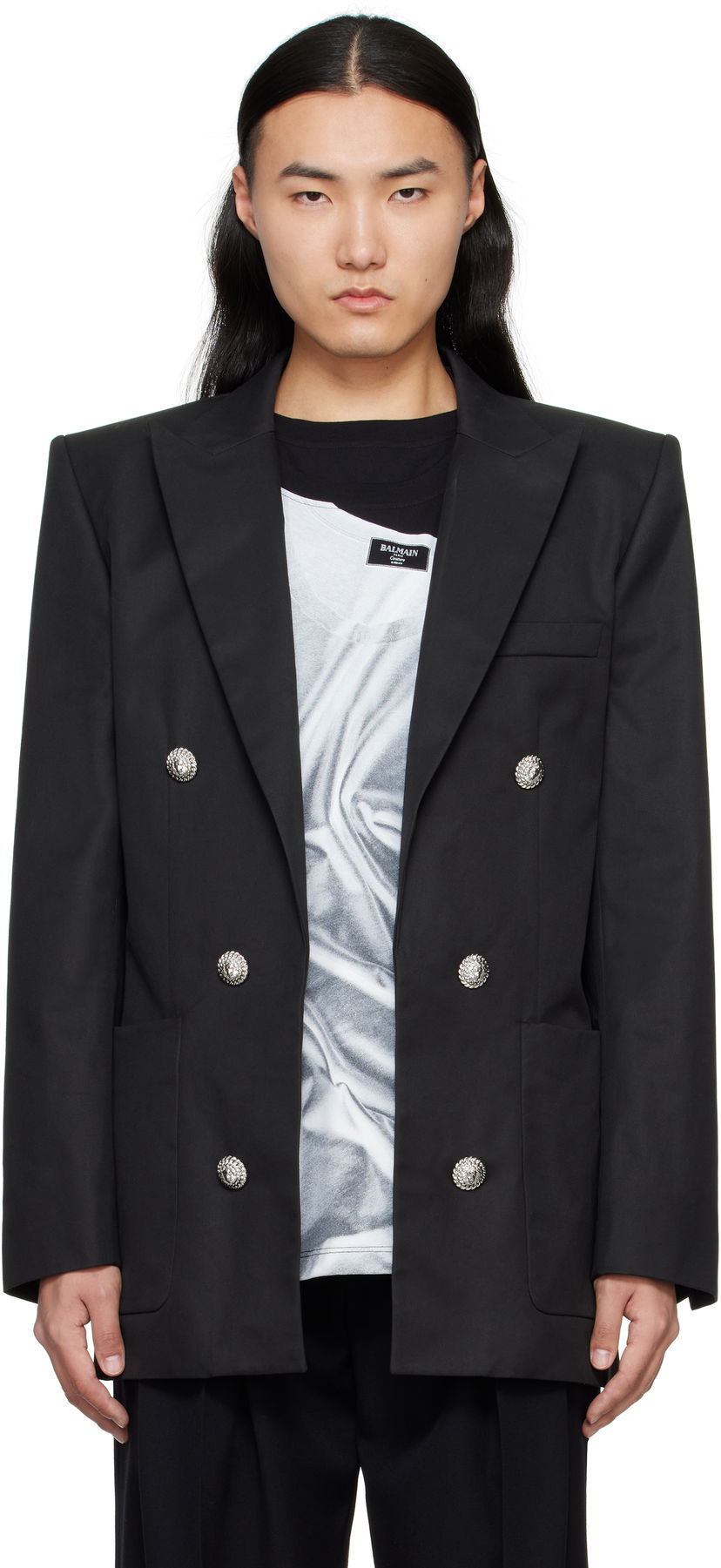 Jakna Balmain Balmain Six-Button Blazer Crna | EH1SG165CF74