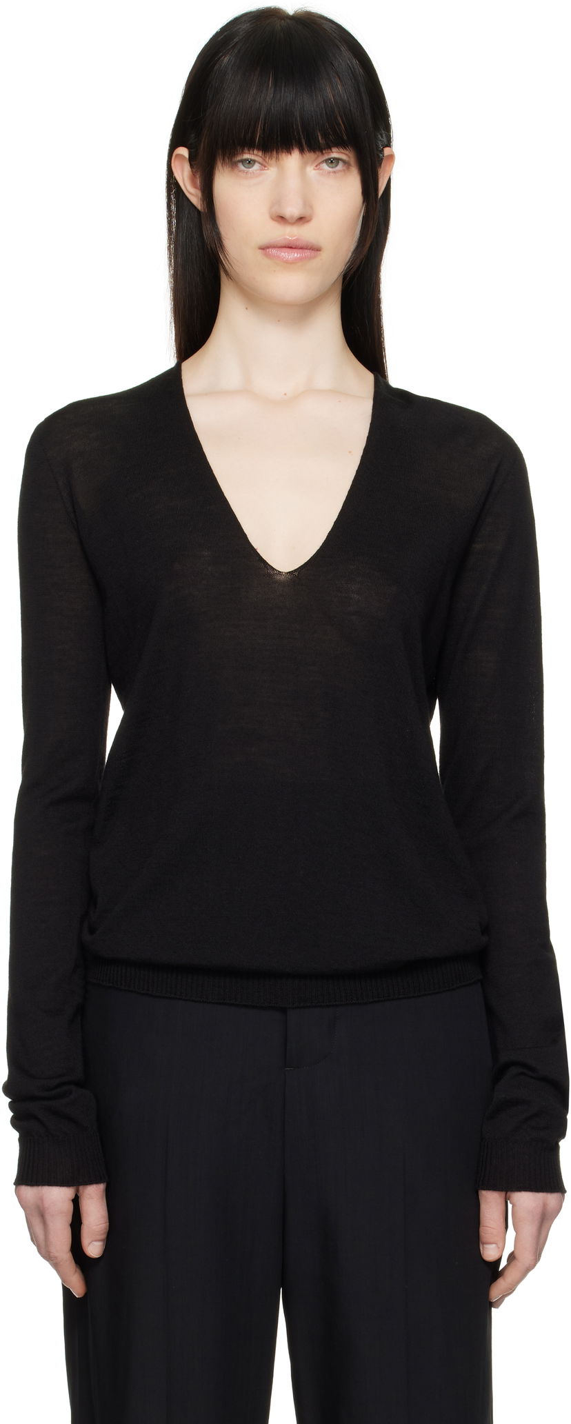 Džemper Rick Owens Rick Owens Hollywood V-Neck Sweater Crna | RP01E7623 M