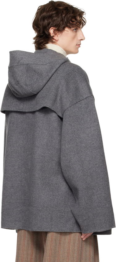 Kaputi JW Anderson JW Anderson Oversized Hooded Double-Breasted Felted Peacoat Siva | CO0342-PG1559, 2