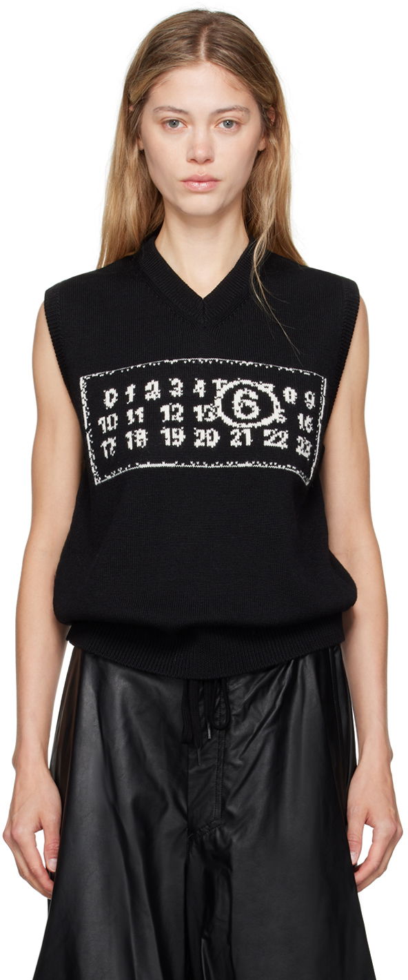 Prsluk Maison Margiela MM6 Black Jacquard Logo Vest Crna | SH0FB0007 M13042
