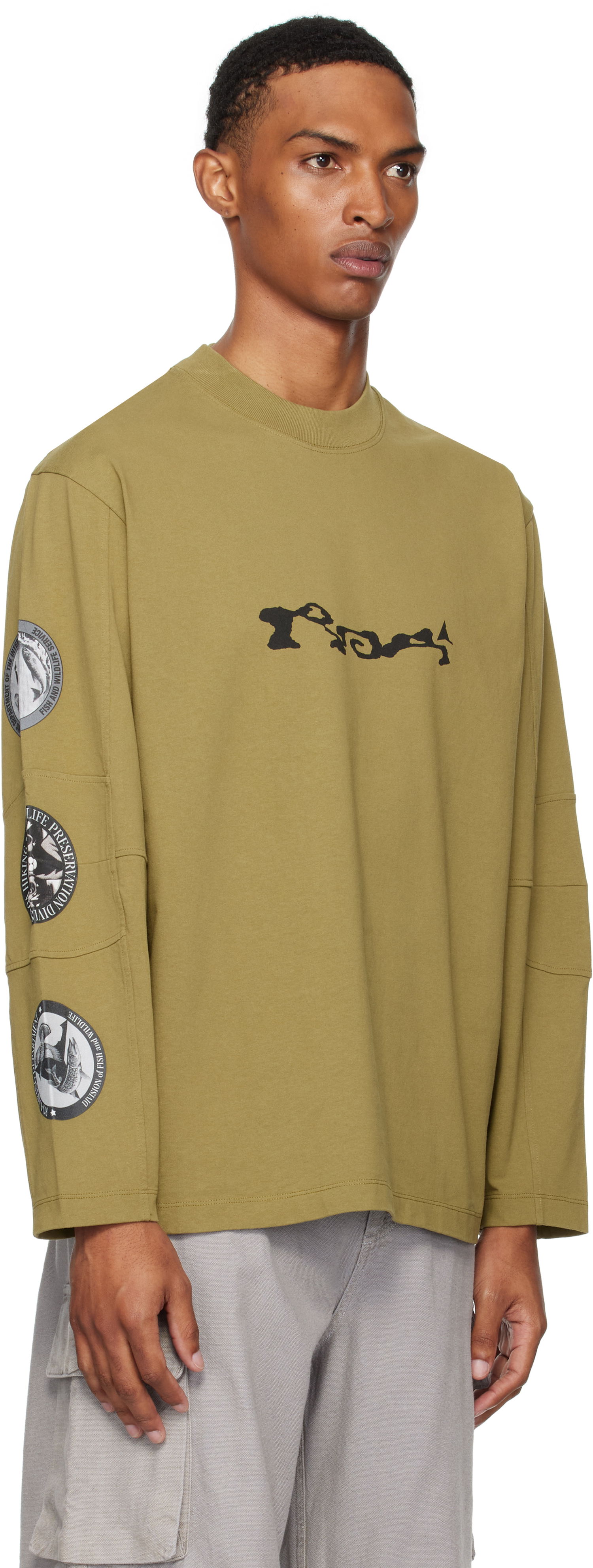 Majica kratkih rukava ROA ROA Division Long Sleeve T-Shirt Zelena | RBMW0434JY39, 1