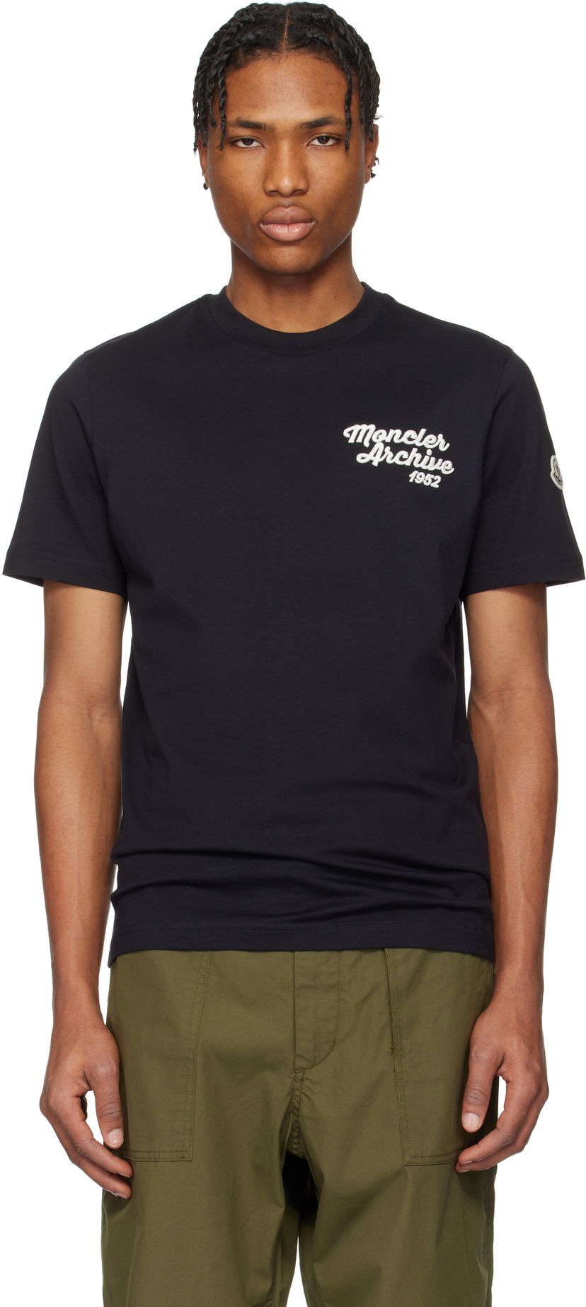 Majica kratkih rukava Moncler Moncler Archive Embroidered Logo Cotton T-Shirt Crna | K10918C0006389AJS