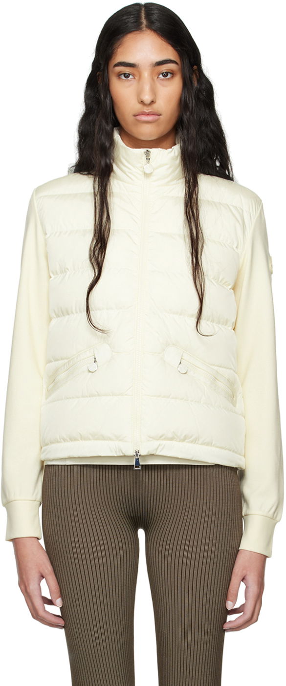 Džemper Moncler Off-White Paneled Down Cardigan Bijela | J20938G0000389ALE